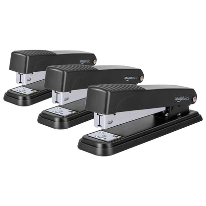 Amazon Basics Full-Strip Metal Office Desktop Stapler – 3-Pack, 20 Sheet Capacity