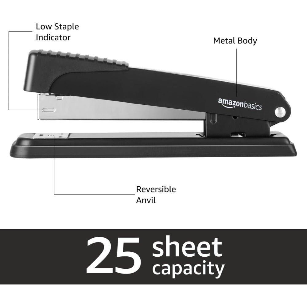 Amazon Basics Full-Strip Metal Office Desktop Stapler – 3-Pack, 20 Sheet Capacity