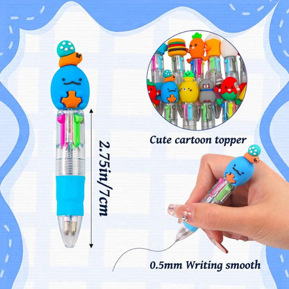CZWZ 24Pcs Mini Multicolor 4-in-1 Cute Pens – Kawaii Ballpoint Pens Bulk Set