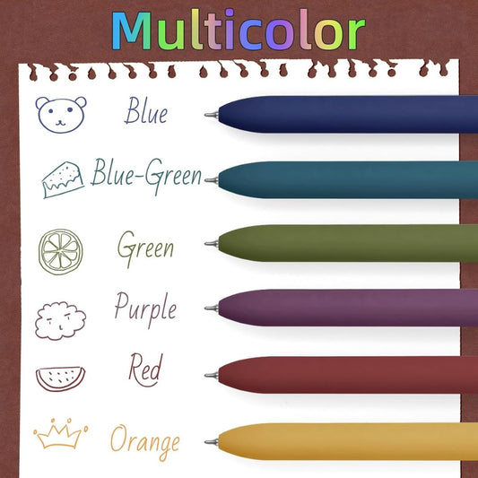 UIXJODO Colorful Gel Pens – 6 Pack, 0.5mm Fine Point Gold Vintage