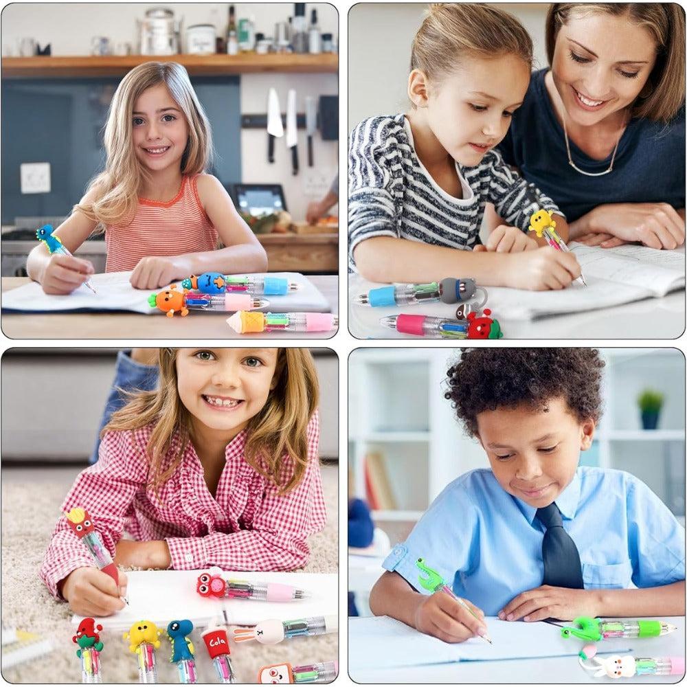 CZWZ 24Pcs Mini Multicolor 4-in-1 Cute Pens – Kawaii Ballpoint Pens Bulk Set