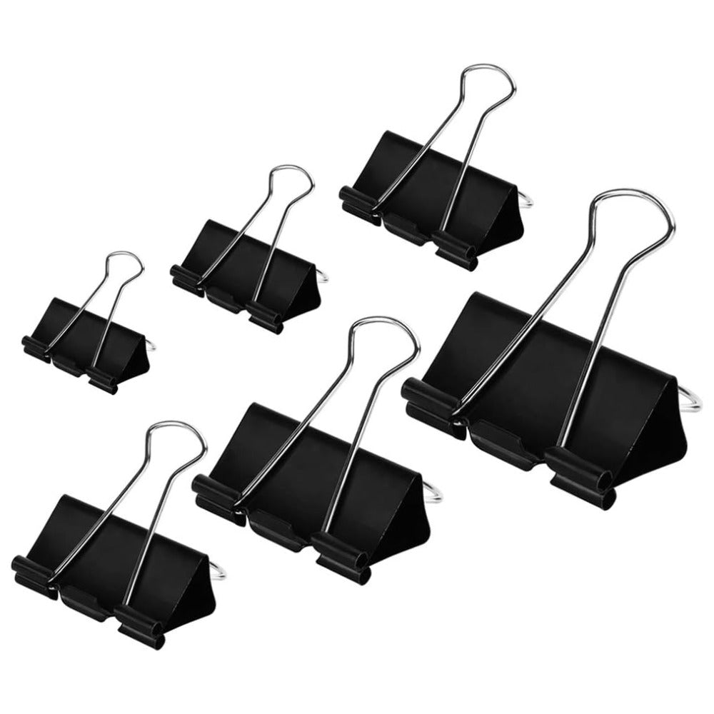 DSTELIN Binder Clips – 100 Count Assorted Sizes, Black, 6 Sizes