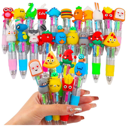 CZWZ 24Pcs Mini Multicolor 4-in-1 Cute Pens – Kawaii Ballpoint Pens Bulk Set