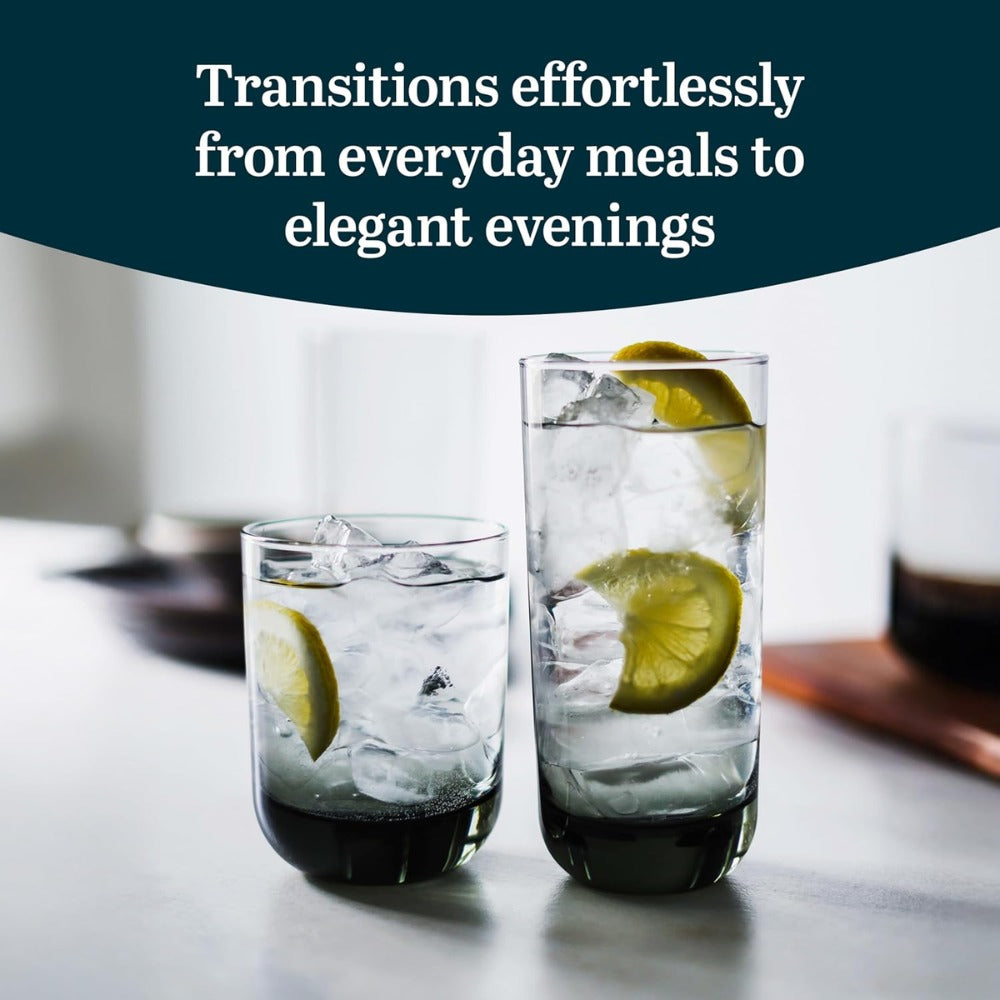 Libbey Polaris Tumbler & Rocks Glass Set of 16, Smoke Hue, Lead-Free Same Day