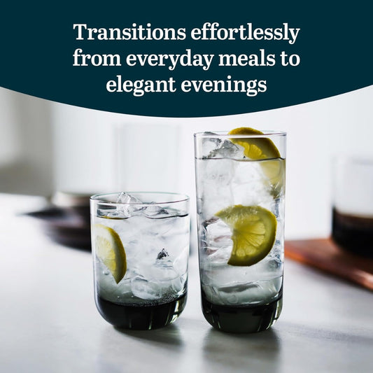 Libbey Polaris Tumbler & Rocks Glass Set of 16, Smoke Hue, Lead-Free Same Day