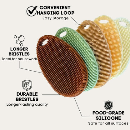 Silicone Dish Scrubber Set of 5 – Reusable Food-Grade Kitchen Sponges